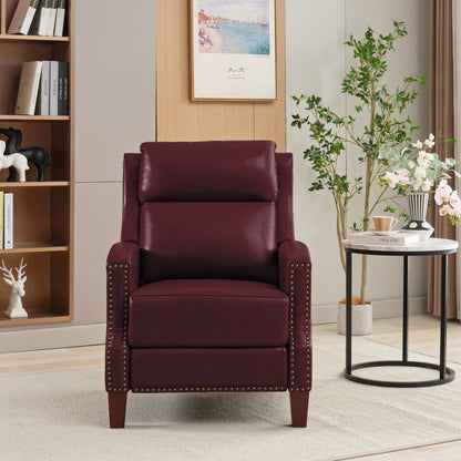Fauteuil inclinable en cuir véritable avec dossier multi-angles et pieds en bois massif