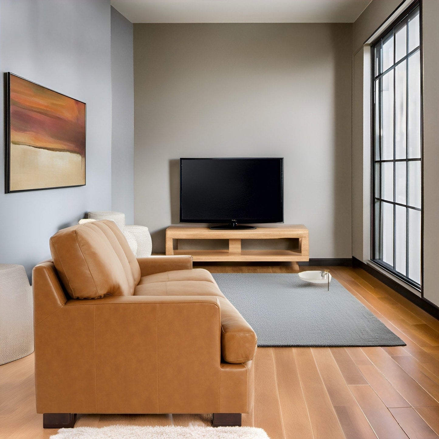 Canapé 3 places en cuir véritable de qualité supérieure avec assise moelleuse et coussins en plumes d'oie pour un confort ultime