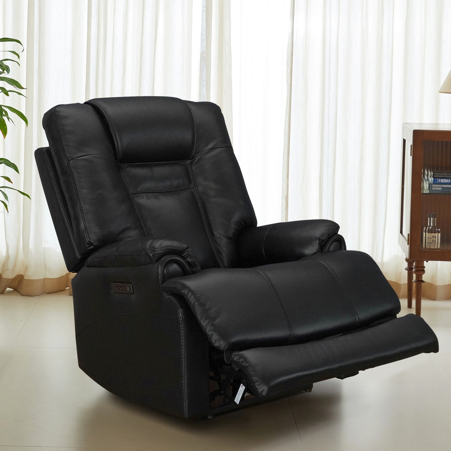 Véritable fauteuil inclinable électrique à inclinaison zéro gravité avec appui-tête réglable et repose-pieds extensible en cuir de qualité supérieure