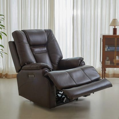 Véritable fauteuil inclinable électrique à inclinaison zéro gravité avec appui-tête réglable et repose-pieds extensible en cuir de qualité supérieure
