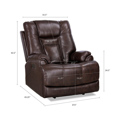 Véritable fauteuil inclinable électrique à inclinaison zéro gravité avec appui-tête réglable et repose-pieds extensible en cuir de qualité supérieure