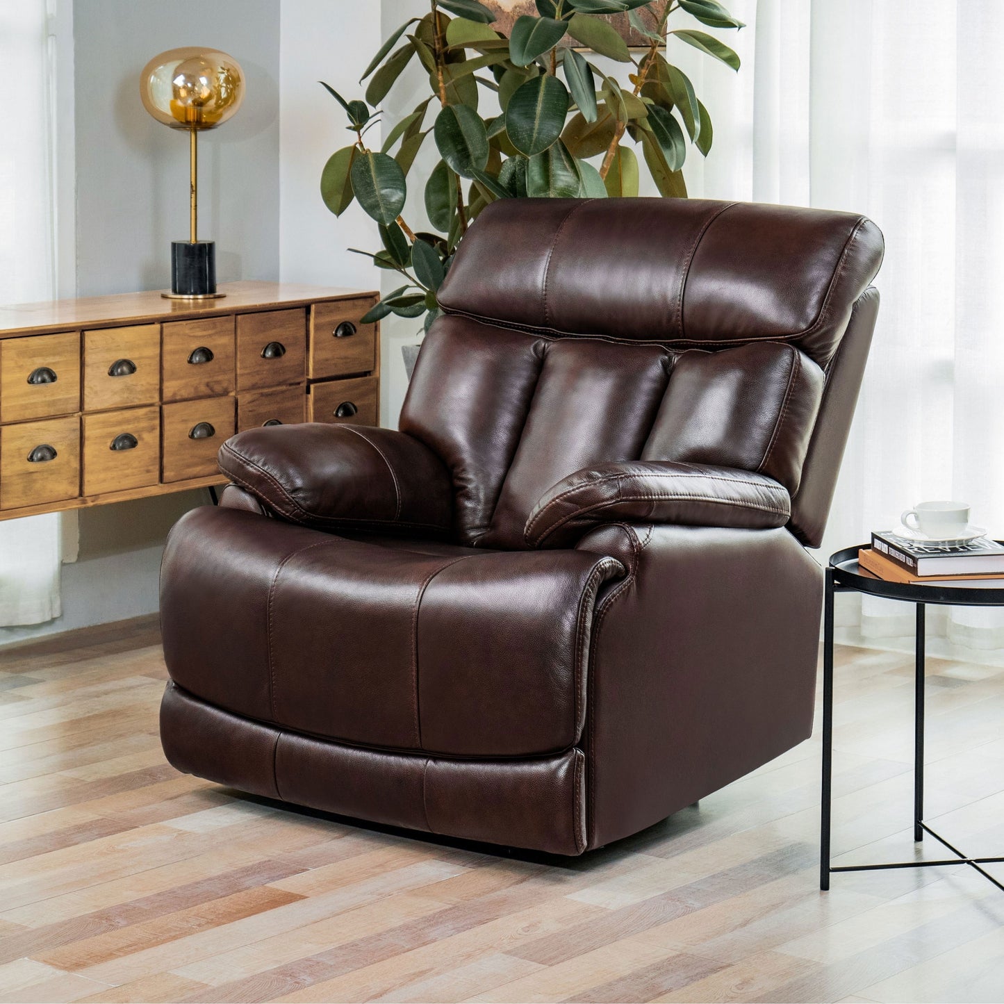 Fauteuil inclinable électrique en cuir pleine fleur, appui-tête réglable, repose-pieds extensible, fauteuil inclinable à gravité zéro