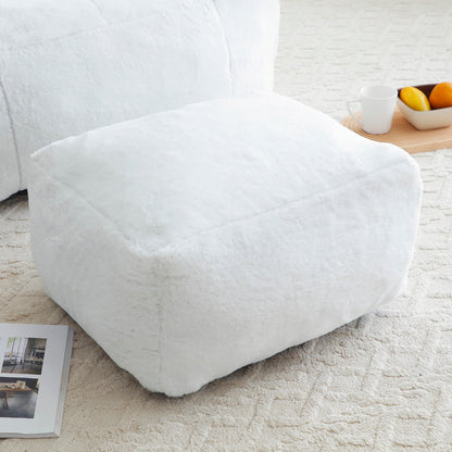 Pouf géant avec repose-pieds, pouf surdimensionné pour adultes et enfants, grand fauteuil en fausse fourrure en forme de coquillage avec rembourrage
