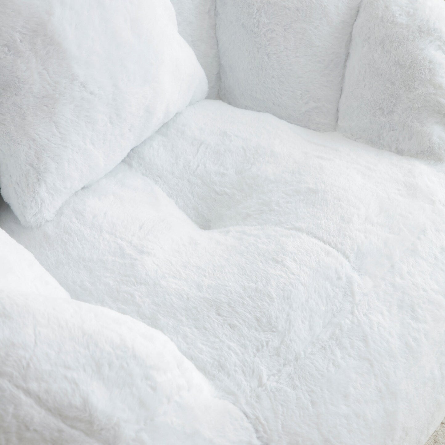 Pouf géant avec repose-pieds, pouf surdimensionné pour adultes et enfants, grand fauteuil en fausse fourrure en forme de coquillage avec rembourrage
