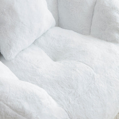 Pouf géant avec repose-pieds, pouf surdimensionné pour adultes et enfants, grand fauteuil en fausse fourrure en forme de coquillage avec rembourrage