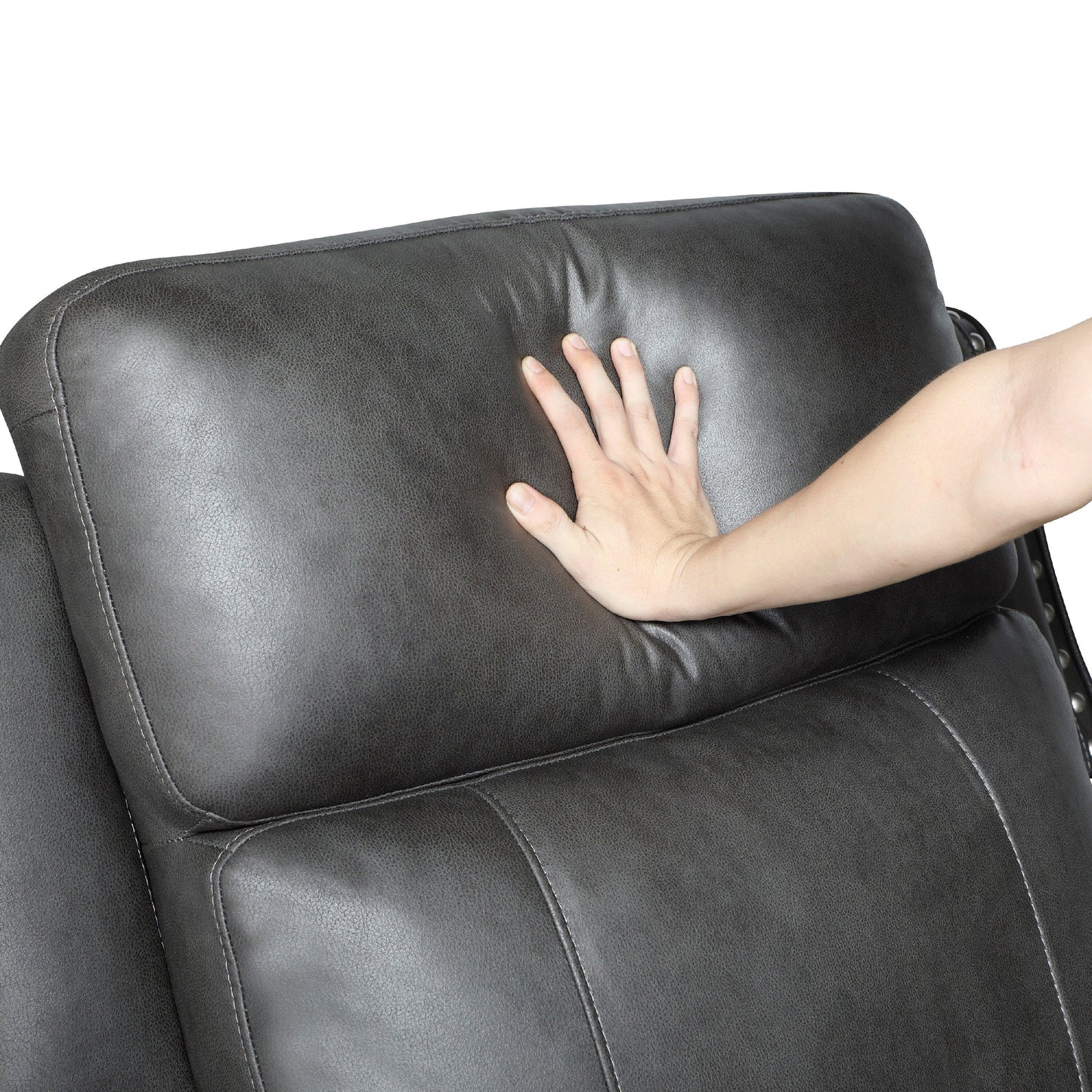 Canapé inclinable manuel double Gimo, microfibre gris foncé, 82 pouces