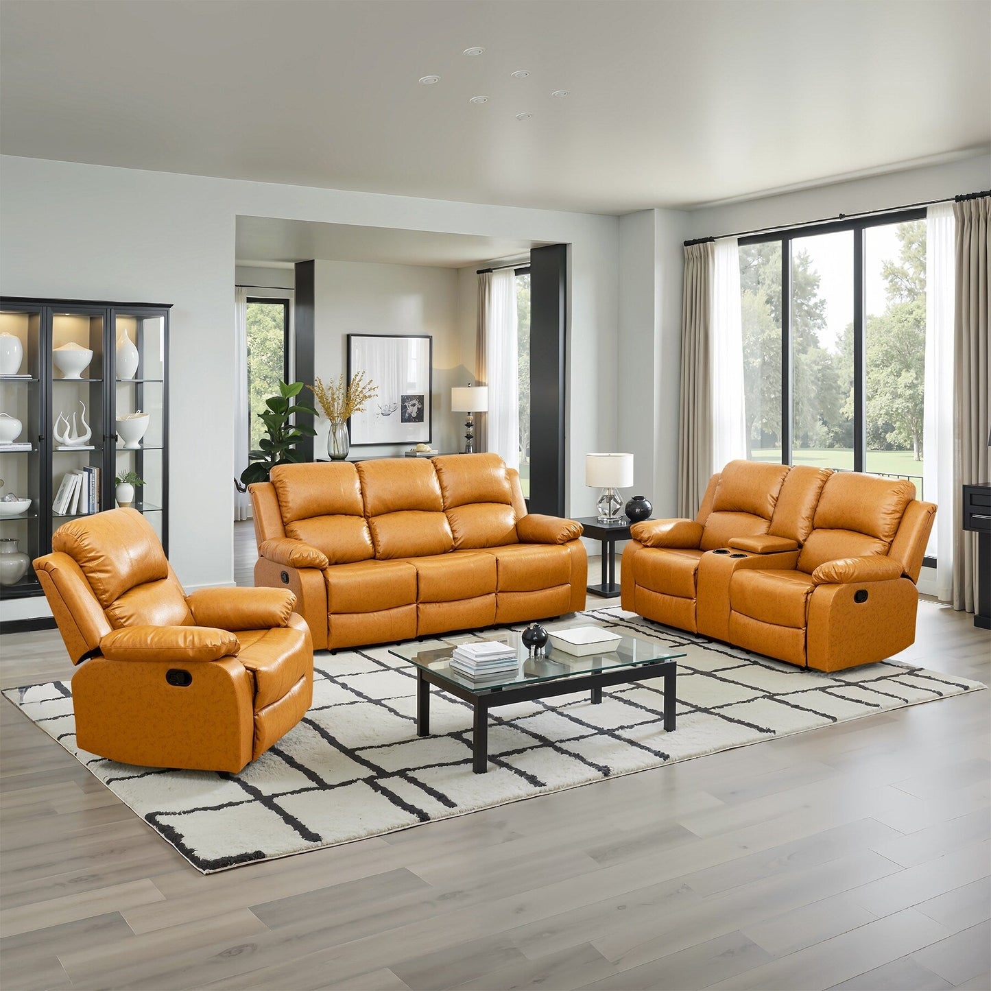 Ensemble de canapés de salon 3 pièces Ginger semi-PU et PVC