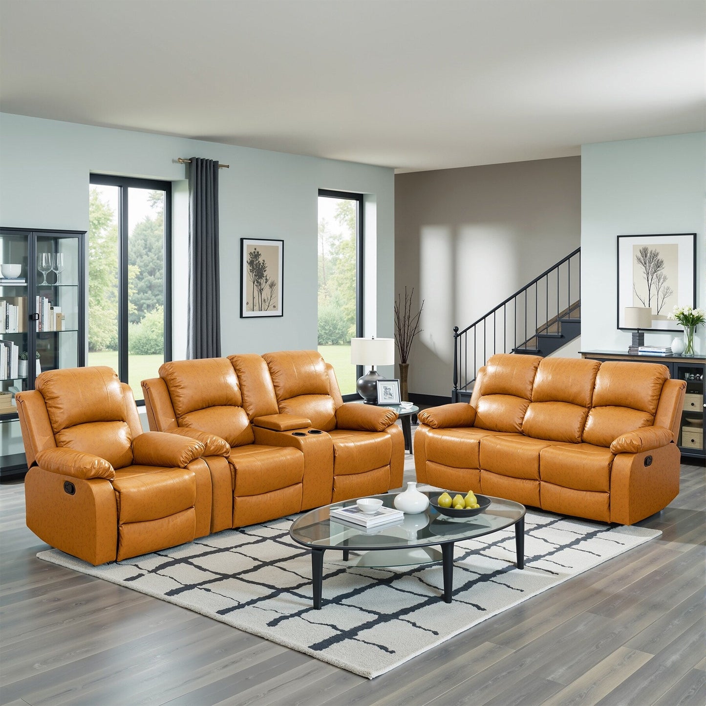 Ensemble de canapés de salon 3 pièces Ginger semi-PU et PVC