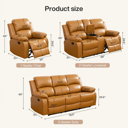 Ensemble de canapés de salon 3 pièces Ginger semi-PU et PVC