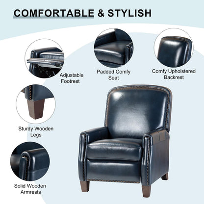Fauteuil inclinable Gladis Modern Retro en cuir véritable avec garniture cloutée par HULALA HOME