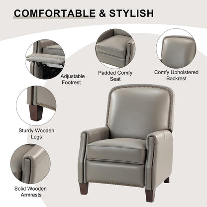 Fauteuil inclinable Gladis Modern Retro en cuir véritable avec garniture cloutée par HULALA HOME