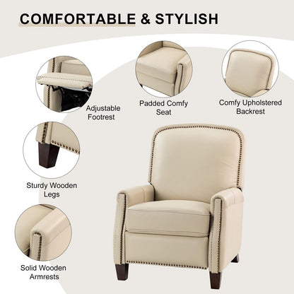 Fauteuil inclinable Gladis Modern Retro en cuir véritable avec garniture cloutée par HULALA HOME