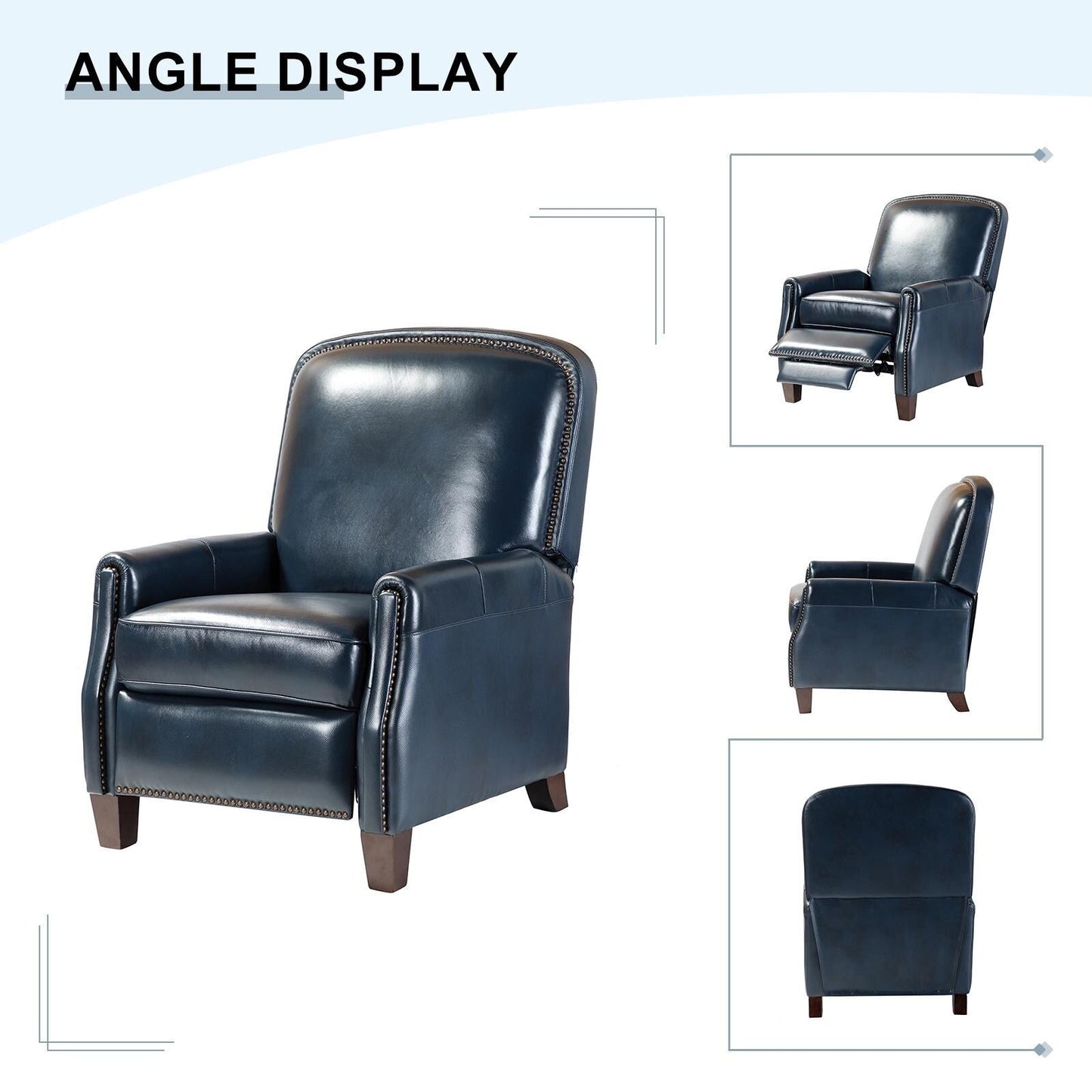 Fauteuil inclinable Gladis Modern Retro en cuir véritable avec garniture cloutée par HULALA HOME