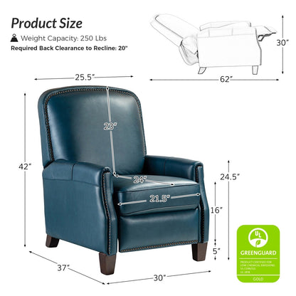 Fauteuil inclinable Gladis Modern Retro en cuir véritable avec garniture cloutée par HULALA HOME