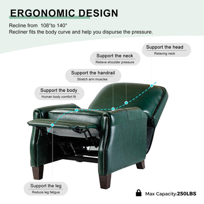 Fauteuil inclinable Gladis Modern Retro en cuir véritable avec garniture cloutée par HULALA HOME