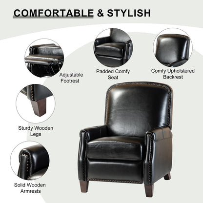 Fauteuil inclinable Gladis Modern Retro en cuir véritable avec garniture cloutée par HULALA HOME