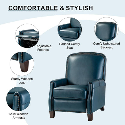 Fauteuil inclinable Gladis Modern Retro en cuir véritable avec garniture cloutée par HULALA HOME