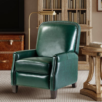 Fauteuil inclinable Gladis Modern Retro en cuir véritable avec garniture cloutée par HULALA HOME