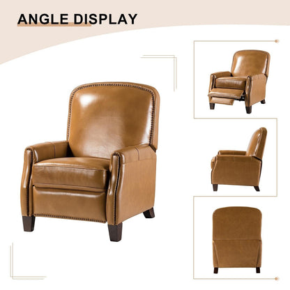 Fauteuil inclinable Gladis Modern Retro en cuir véritable avec garniture cloutée par HULALA HOME