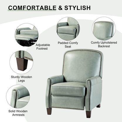 Fauteuil inclinable Gladis Modern Retro en cuir véritable avec garniture cloutée par HULALA HOME