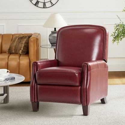 Fauteuil inclinable Gladis Modern Retro en cuir véritable avec garniture cloutée par HULALA HOME