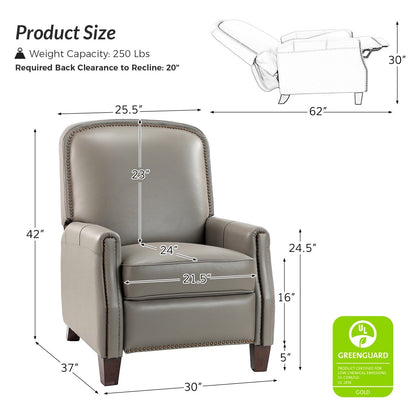 Fauteuil inclinable Gladis Modern Retro en cuir véritable avec garniture cloutée par HULALA HOME