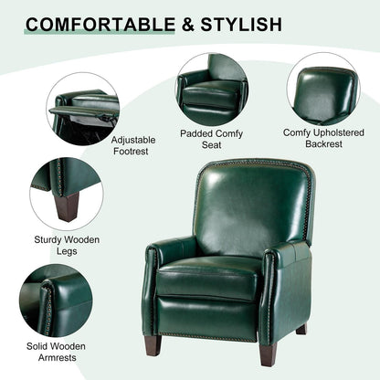 Fauteuil inclinable Gladis Modern Retro en cuir véritable avec garniture cloutée par HULALA HOME