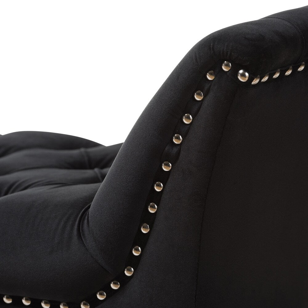 Banc Glam en velours noir par Baxton Studio