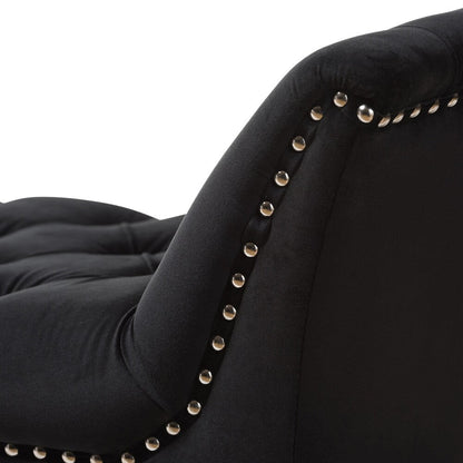 Banc Glam en velours noir par Baxton Studio