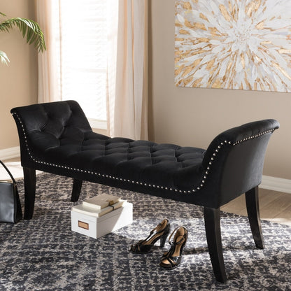 Banc Glam en velours noir par Baxton Studio