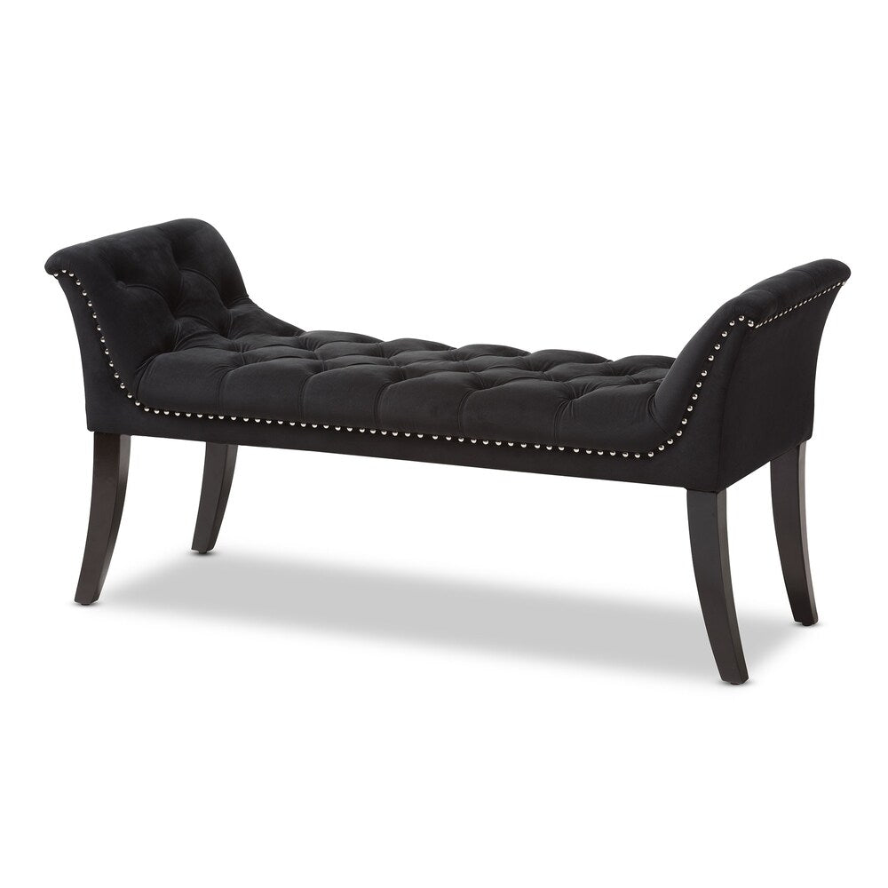 Banc Glam en velours noir par Baxton Studio