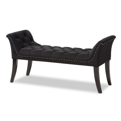 Banc Glam en velours noir par Baxton Studio
