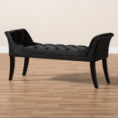 Banc Glam en velours noir par Baxton Studio