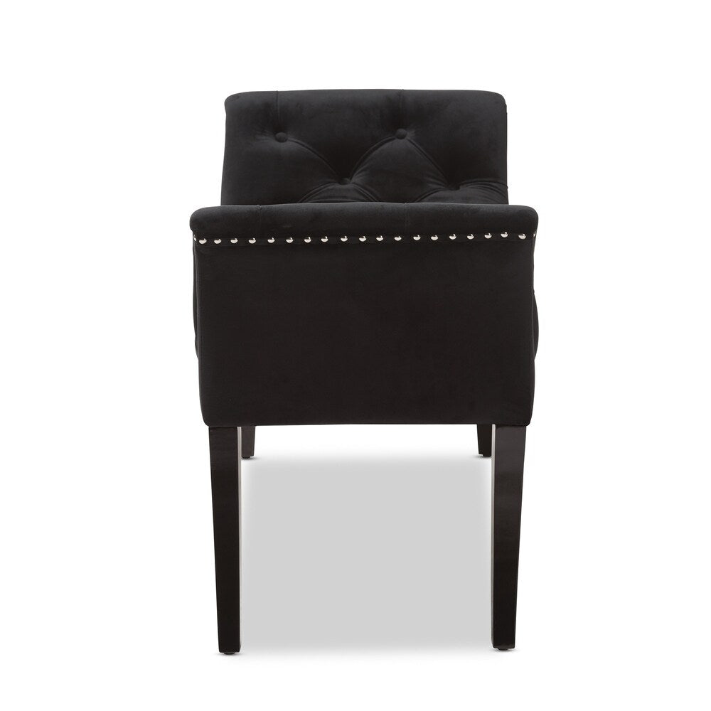 Banc Glam en velours noir par Baxton Studio