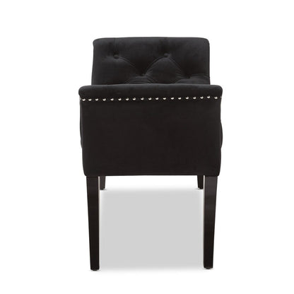Banc Glam en velours noir par Baxton Studio