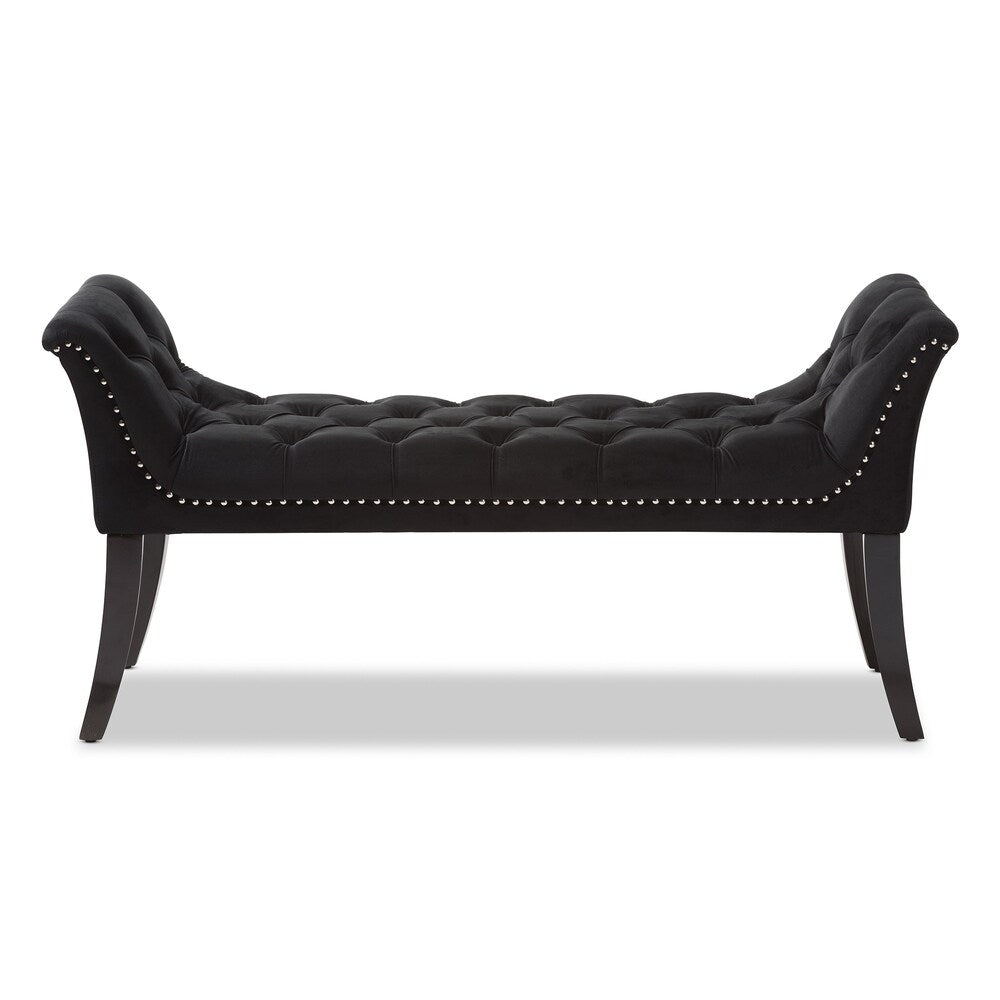 Banc Glam en velours noir par Baxton Studio
