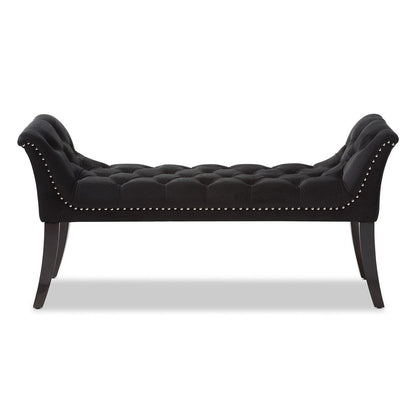 Banc Glam en velours noir par Baxton Studio