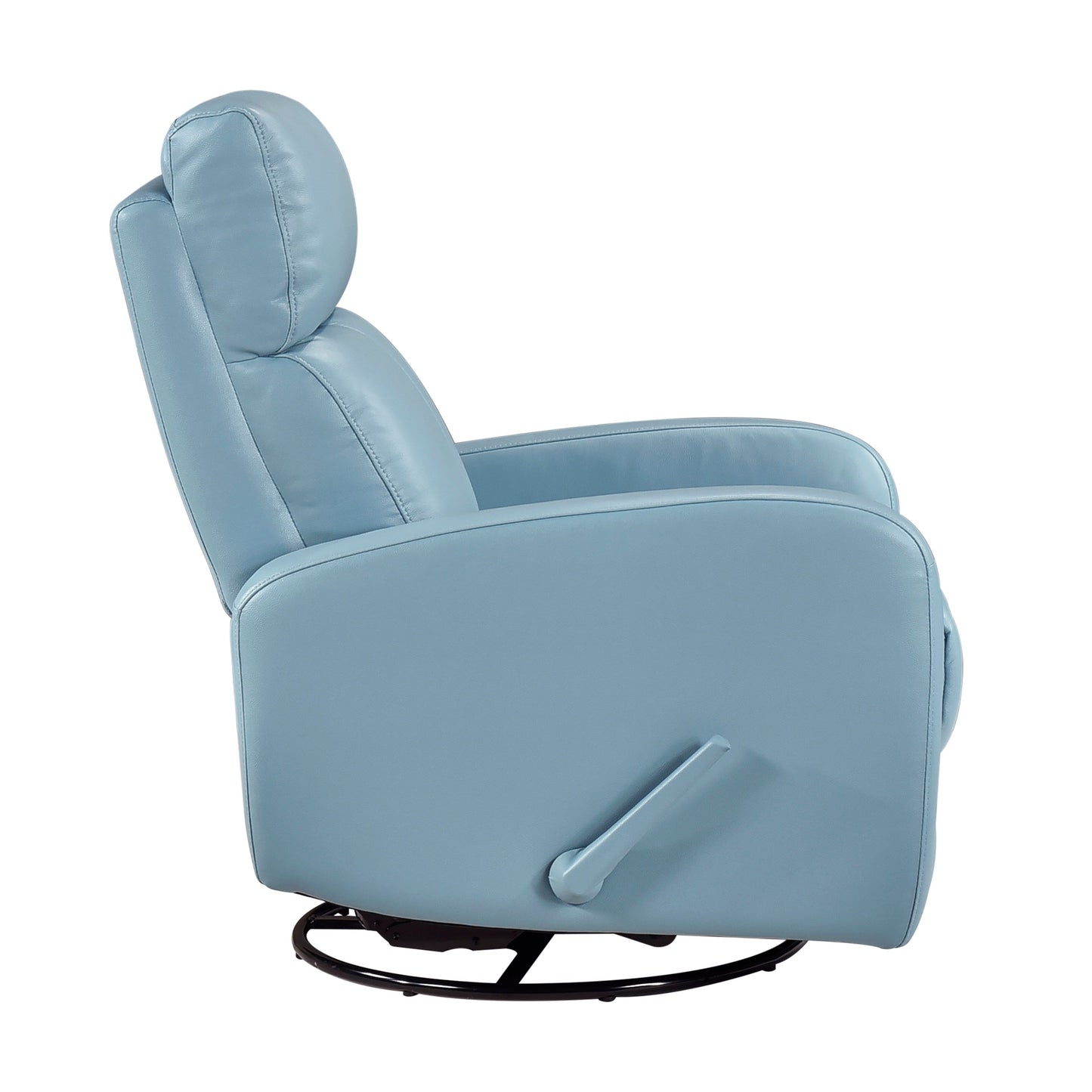 Fauteuil inclinable pivotant en cuir bleu, revêtement en bois massif, confortable et luxueux, pour salon, 1 pièce