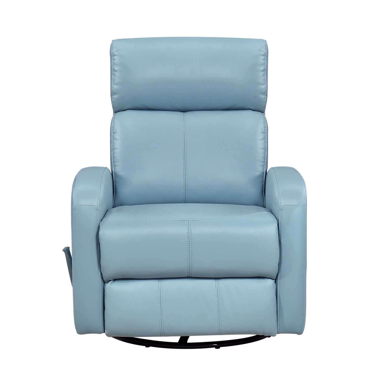 Fauteuil inclinable pivotant en cuir bleu, revêtement en bois massif, confortable et luxueux, pour salon, 1 pièce