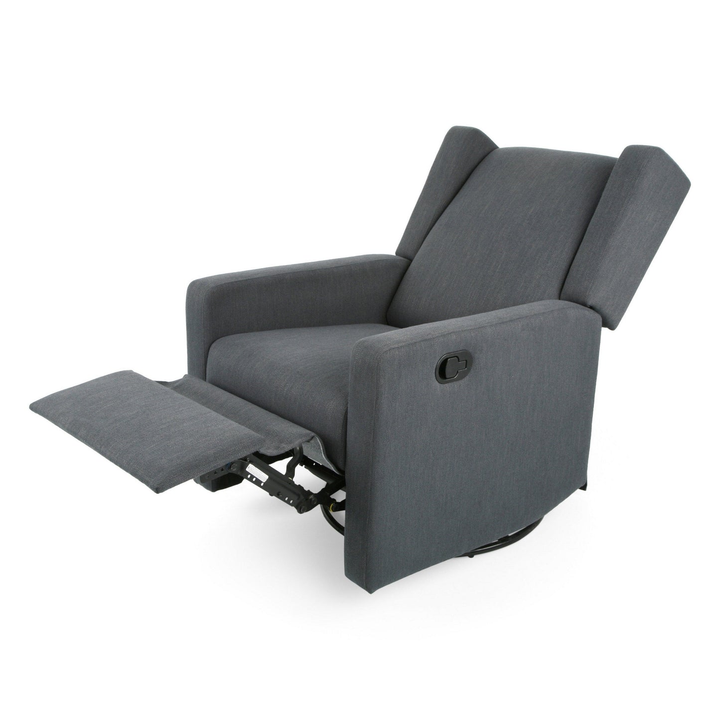 Fauteuil inclinable pivotant en bois de bouleau et tissu gris anthracite