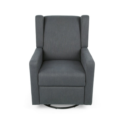 Fauteuil inclinable pivotant en bois de bouleau et tissu gris anthracite