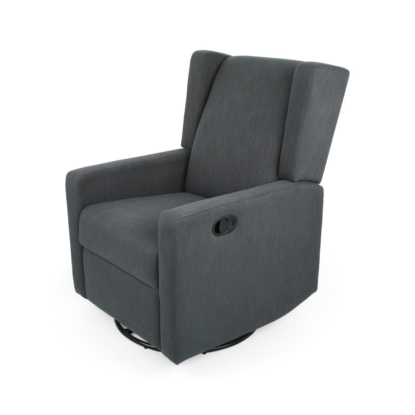 Fauteuil inclinable pivotant en bois de bouleau et tissu gris anthracite
