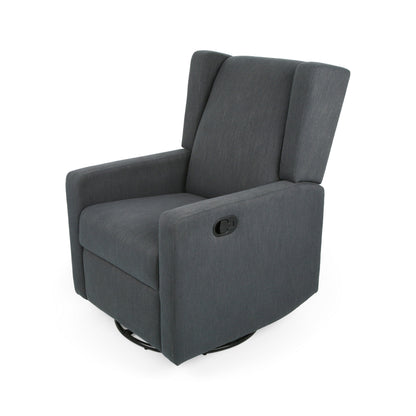 Fauteuil inclinable pivotant en bois de bouleau et tissu gris anthracite