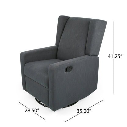 Fauteuil inclinable pivotant en bois de bouleau et tissu gris anthracite