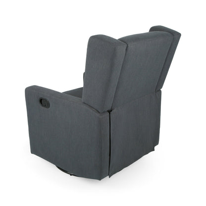 Fauteuil inclinable pivotant en bois de bouleau et tissu gris anthracite