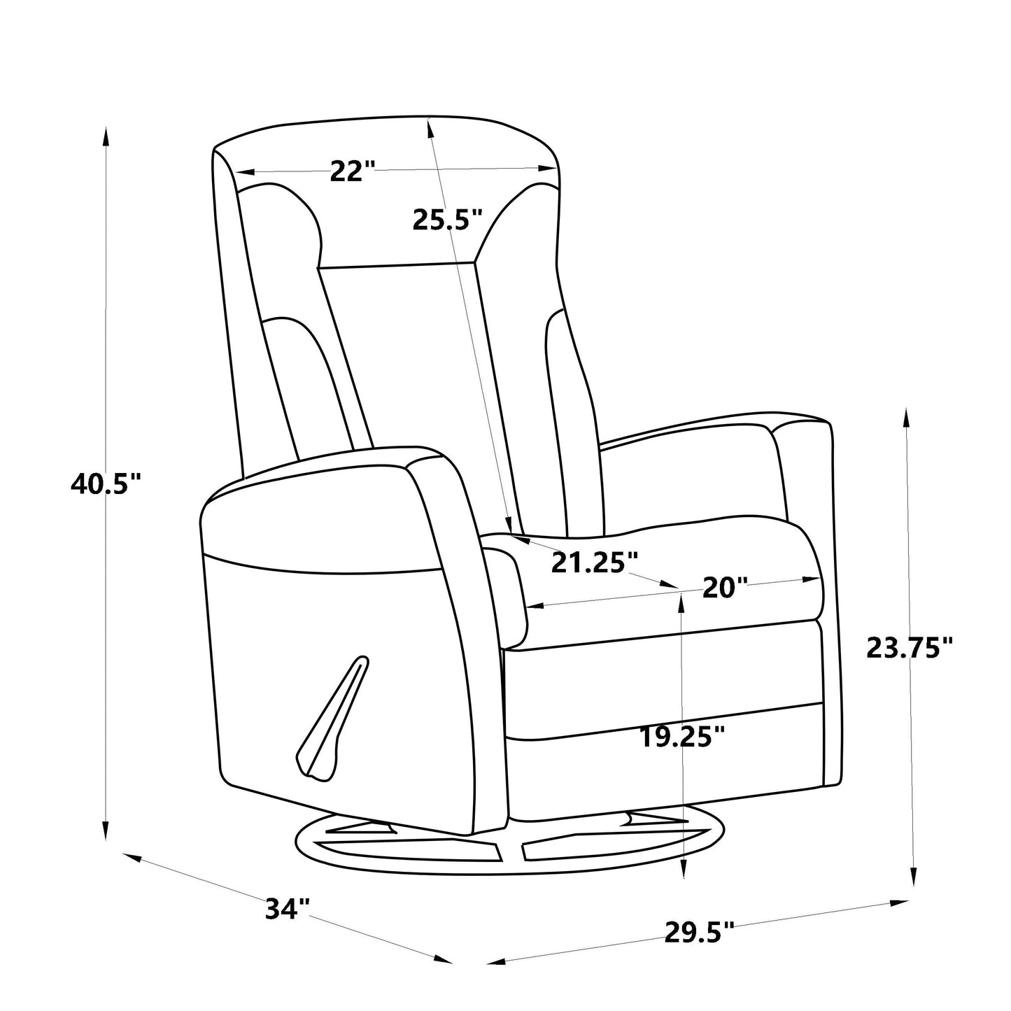 Fauteuil inclinable à bascule, fauteuil inclinable pivotant, fauteuil d'appoint