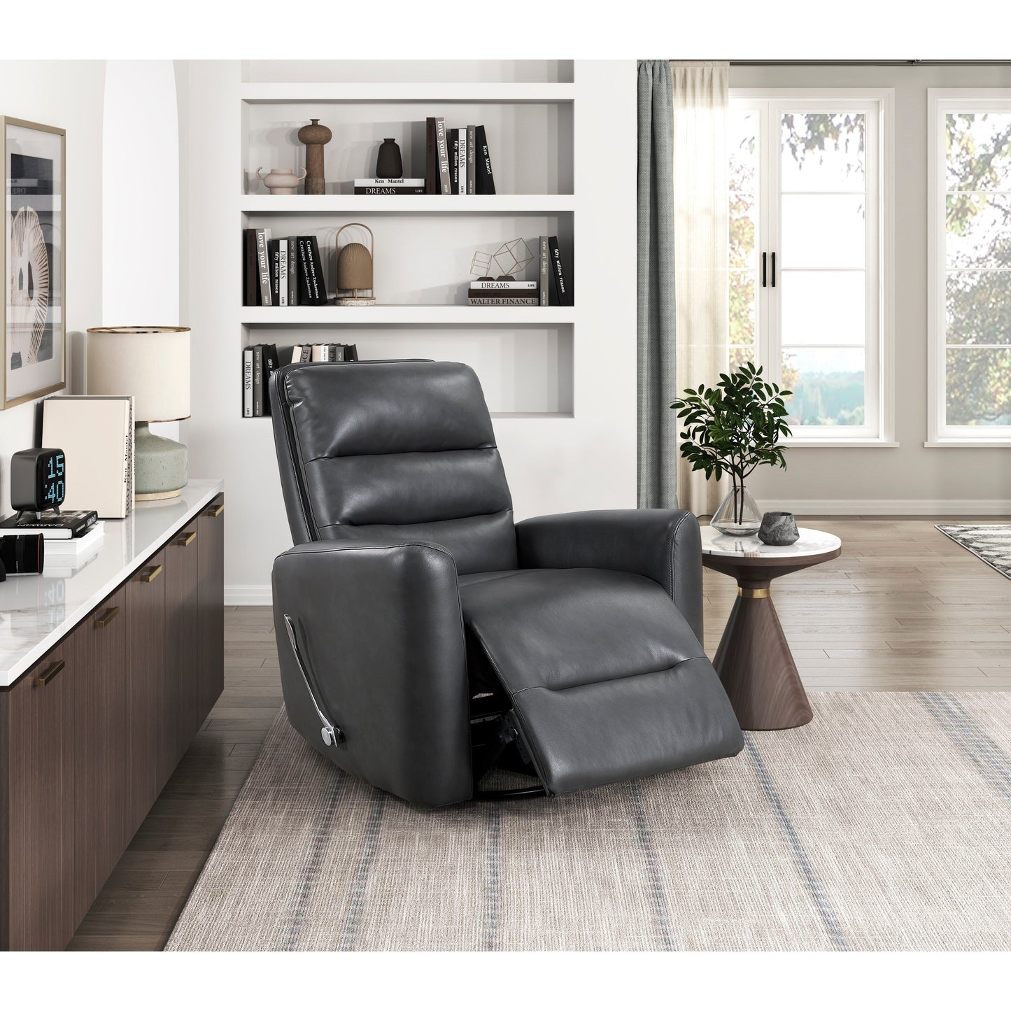Fauteuil inclinable pivotant avec revêtement en similicuir respirant, meuble de salon de luxe, fauteuil de cinéma