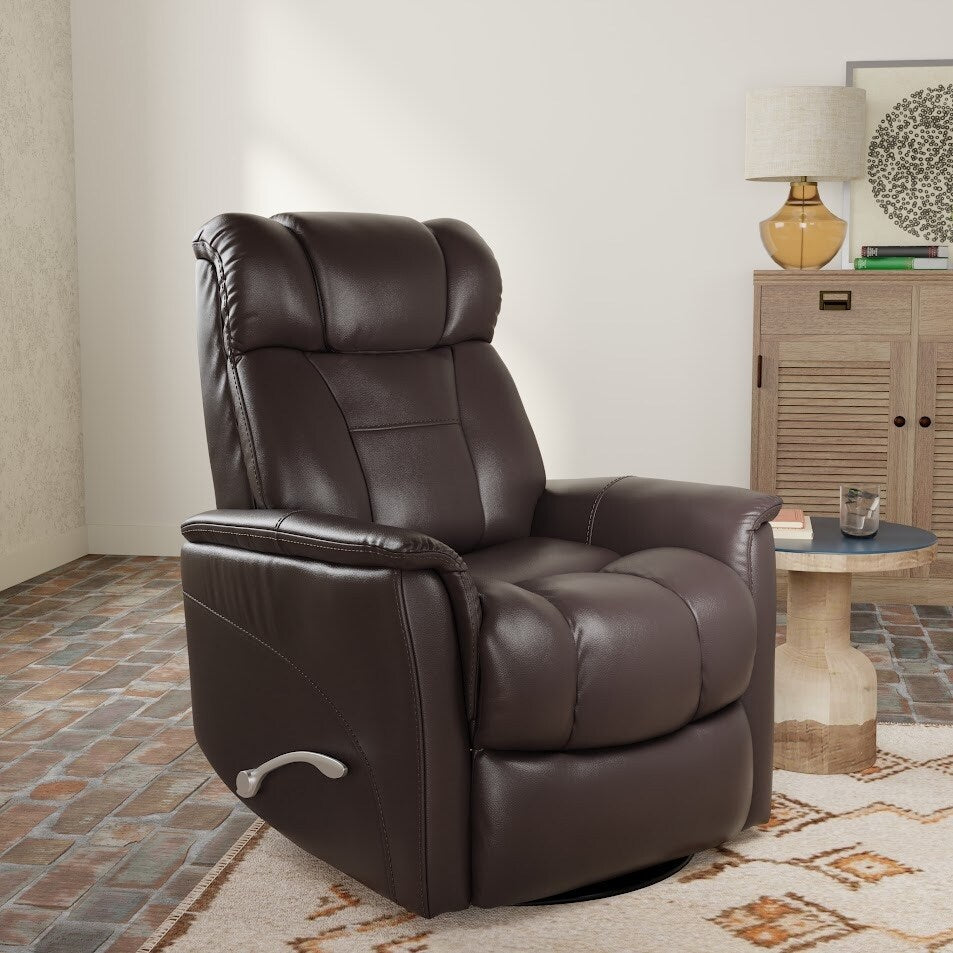 Fauteuil inclinable pivotant Global Home avec appui-tête et repose-pieds réglables manuellement en similicuir Bentley
