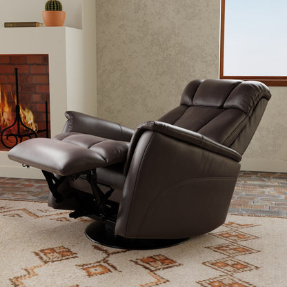 Fauteuil inclinable pivotant Global Home avec appui-tête et repose-pieds réglables manuellement en similicuir Bentley