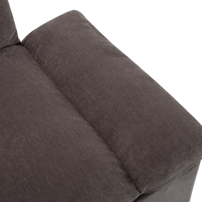 Canapé 3 places gris 119,5" en polyester avec 2 rangements et pieds en bois d'hévéa pour le salon